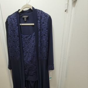 R&M Richards 2-piece Navy Blue Lace Pant Set, Size 16